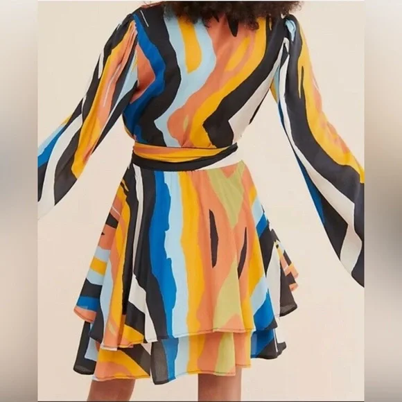 ANTHROPOLOGIE Megan Renee Striped Wrap Dress - Picture 3 of 5